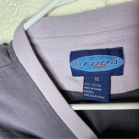 < Vintage Fuda Sport Colorblock Purple Sweatshirt > - Picture 2 of 3